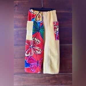 Towel pants orange and yellow butterfly print